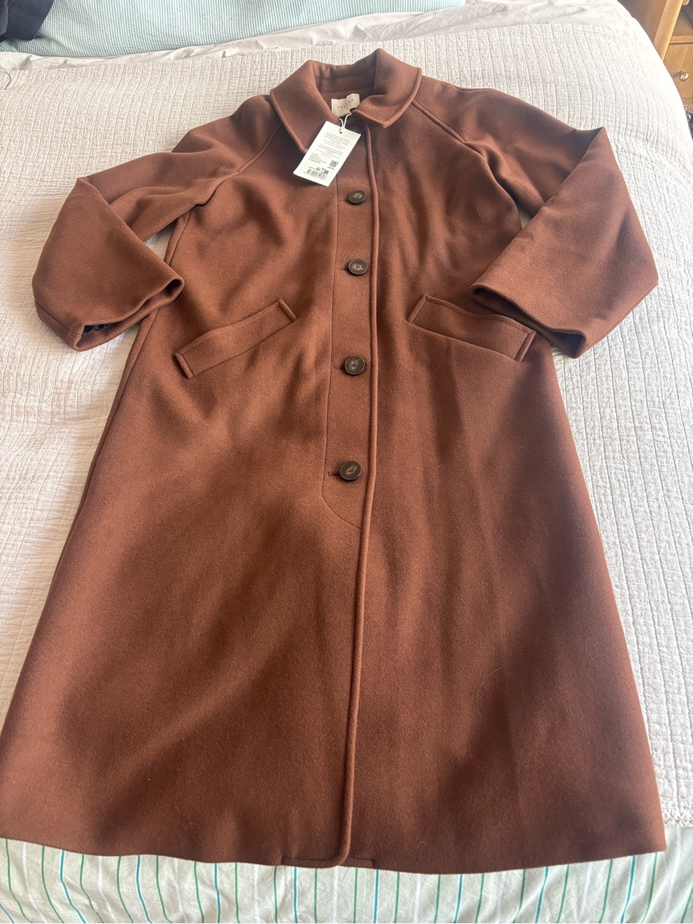 NWT Sézane Clyde Wool Coat in Chocolate Size 4/36 - Picture 7 of 9